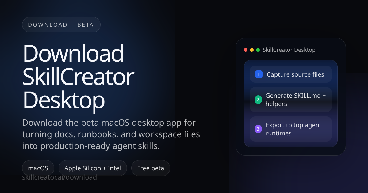 SkillCreator | Turn docs into agent skills